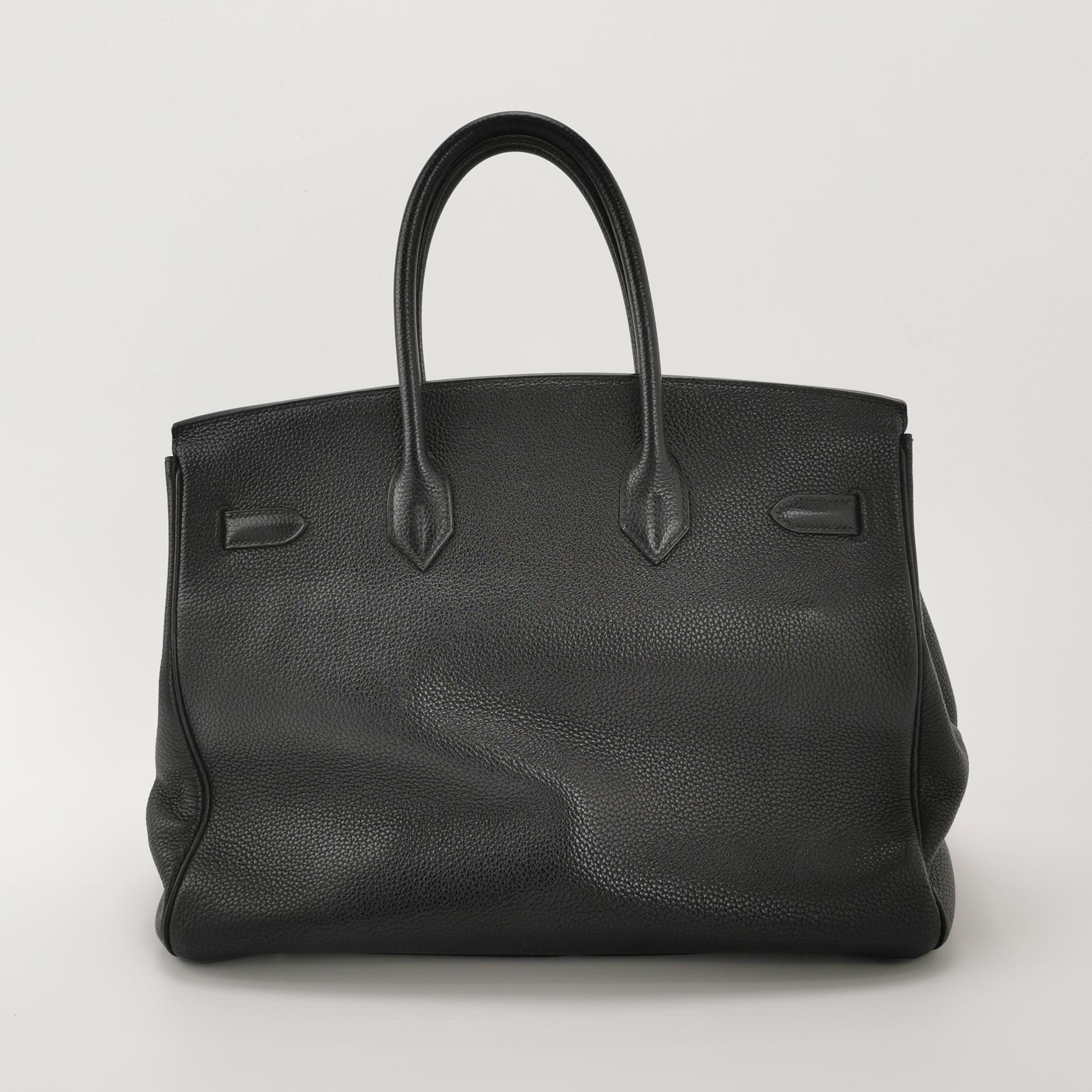 Hermes Birkin 35 Black Togo calfskin leather gold hardware 2004 In Good Condition In AUBERVILLIERS, FR