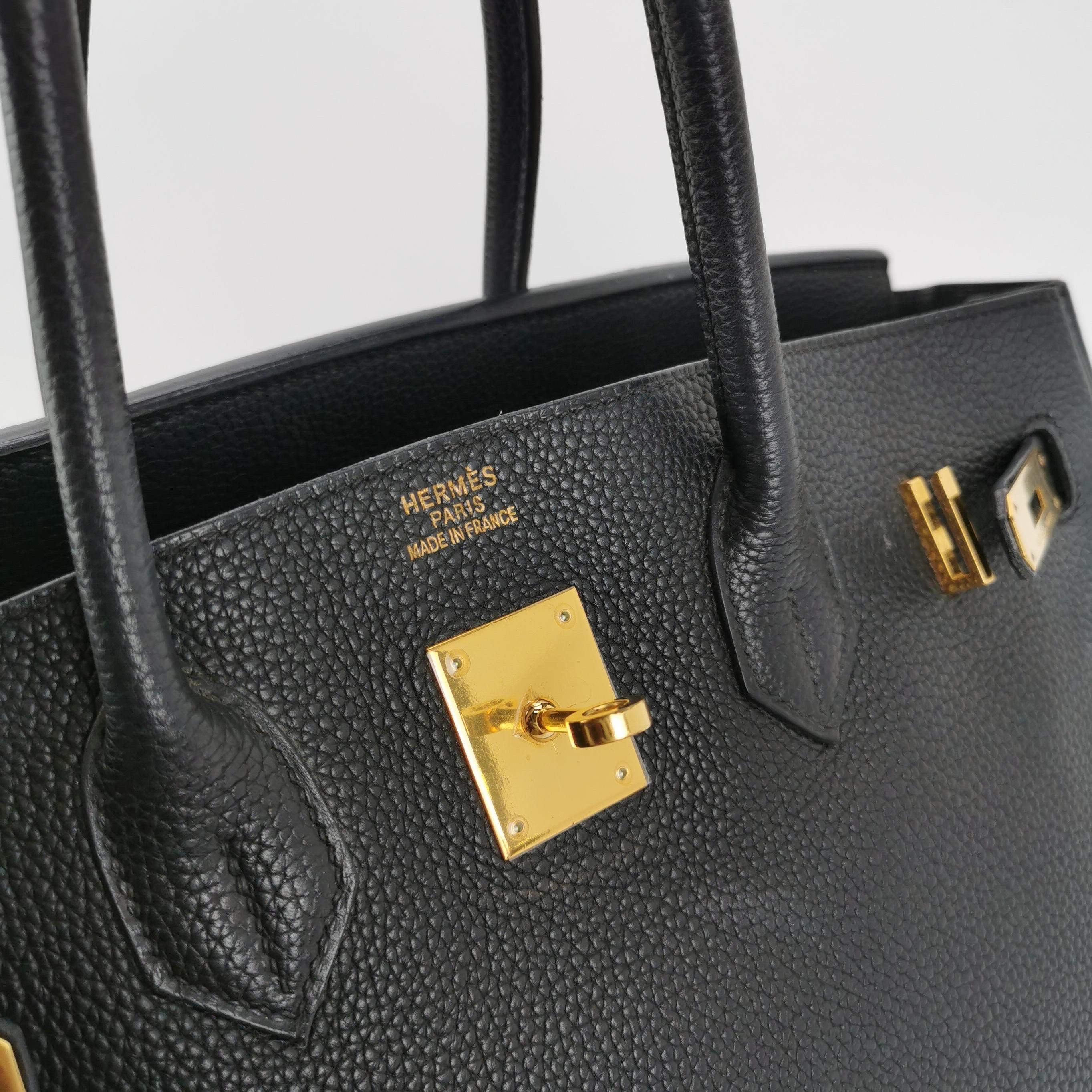 Hermes Birkin 35 Black Togo calfskin leather gold hardware 2004 2