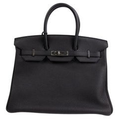 Hermes Birkin 35 Black Togo Leather Platinum Hardware Bag