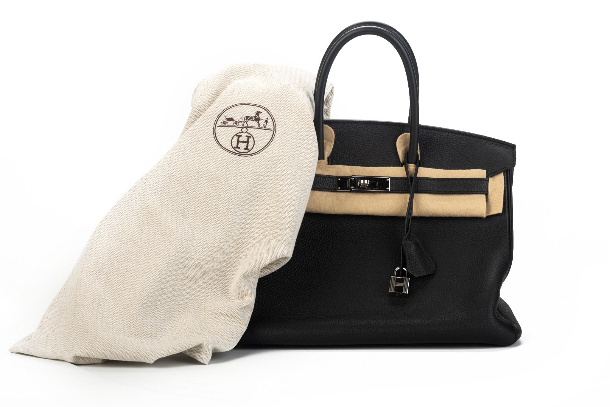 Hermès Birkin bag 35 cm black togo with palladium hardware. Blind stamp 