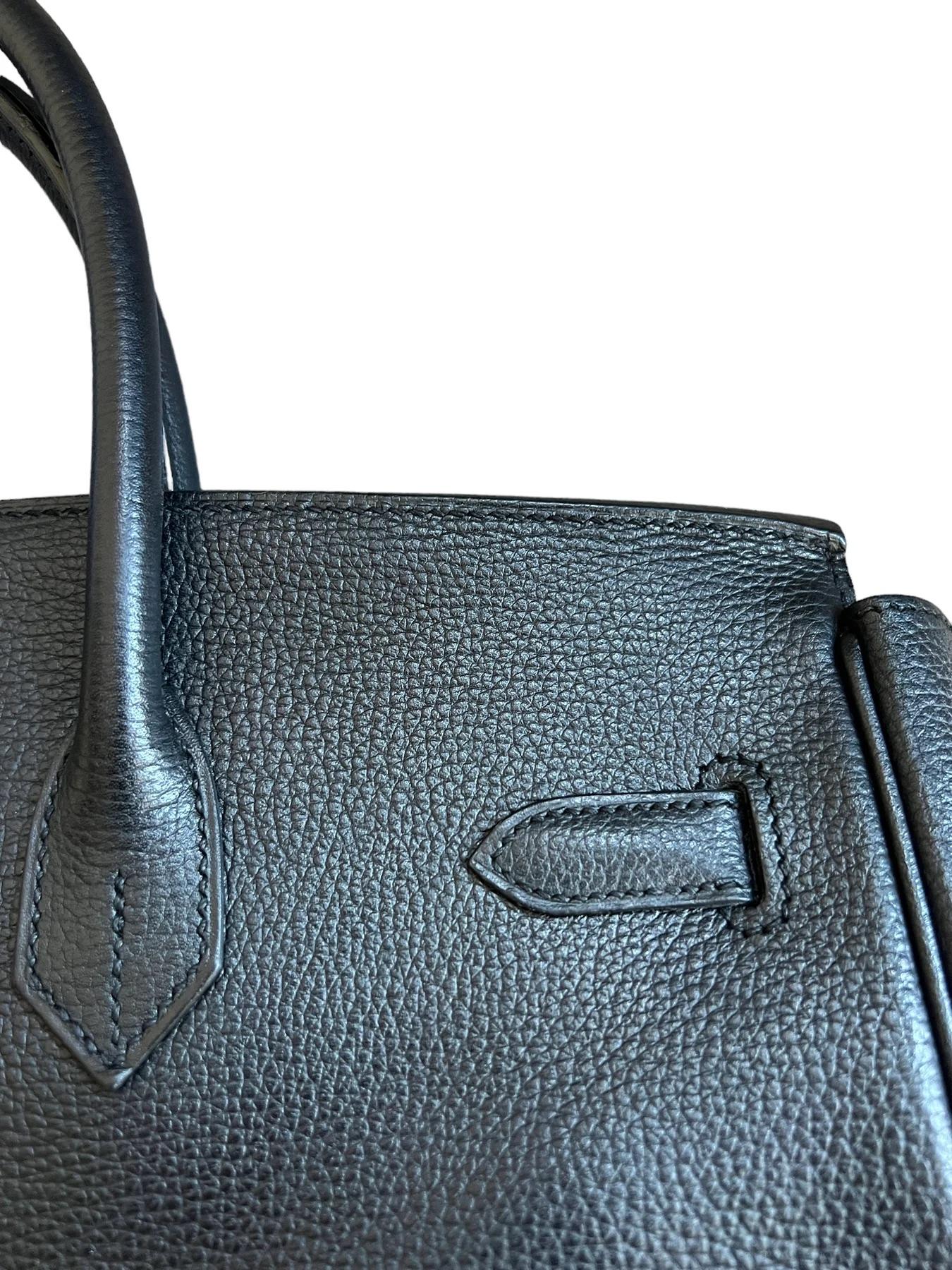 Women's or Men's Hermes Birkin 35 Black Vache Liegée leather with Gold Hardware For Sale