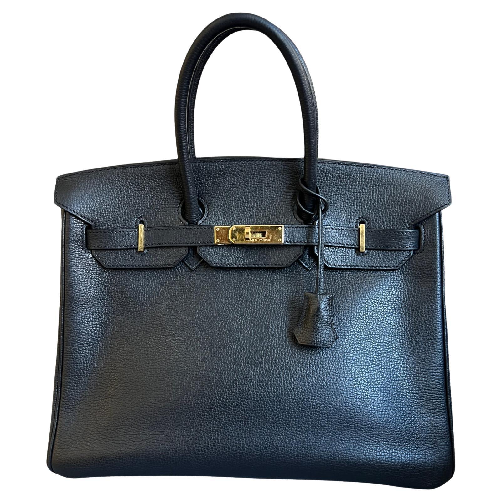 Hermes Birkin 35 Black Vache Liegée leather with Gold Hardware For Sale