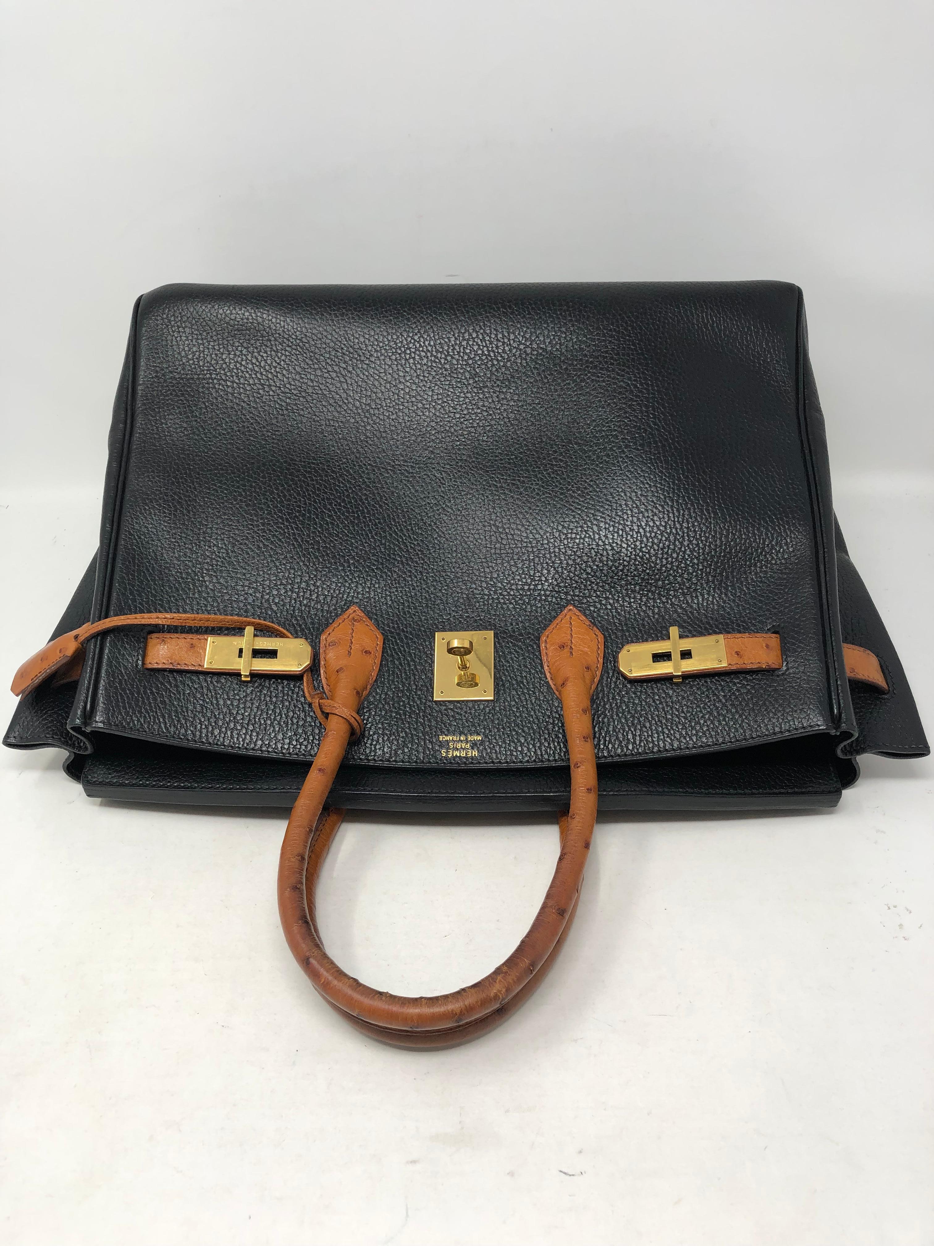 Hermes Birkin 35 Black with Ostrich Leather Handles at 1stDibs | black ...