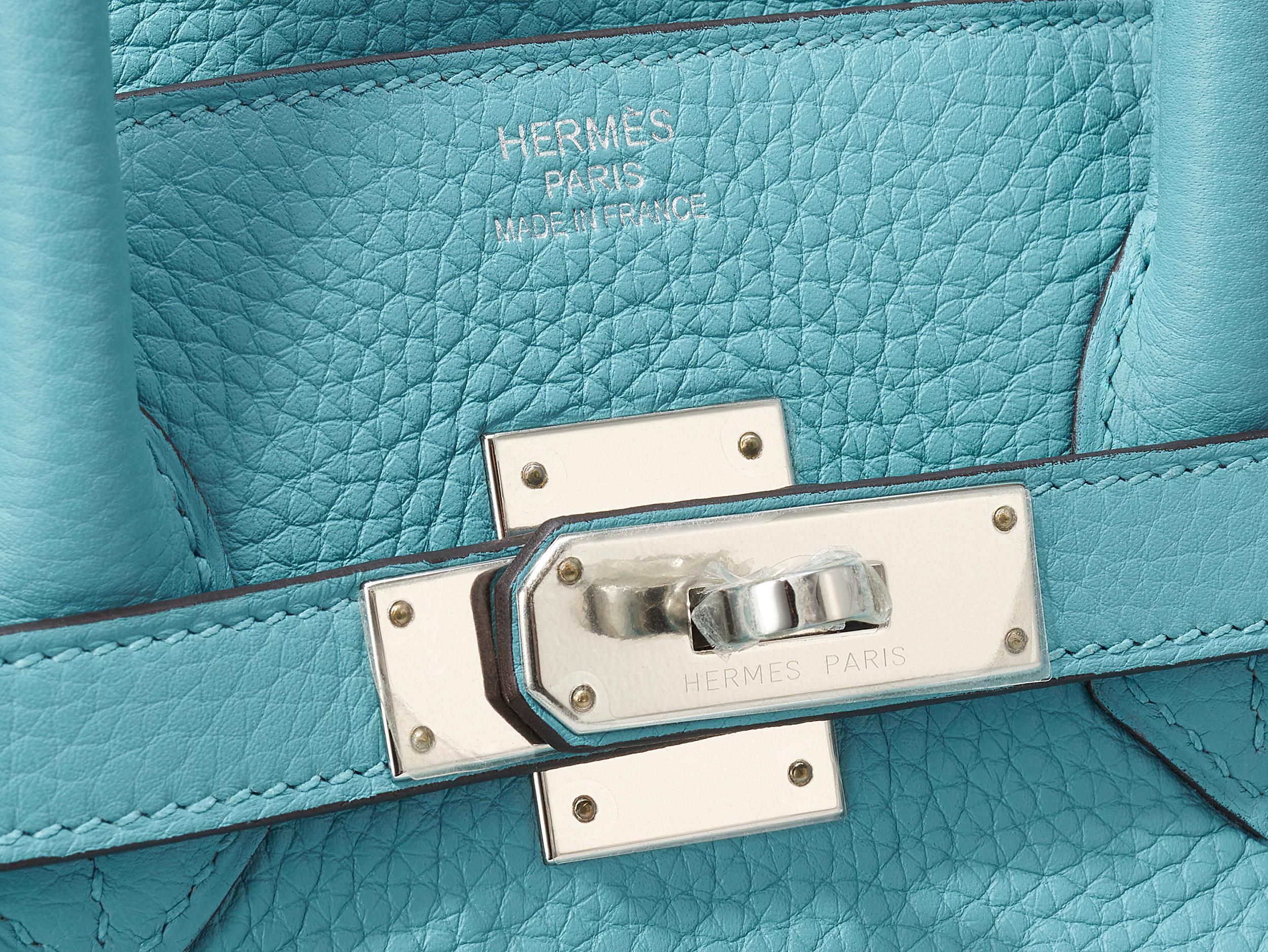 Women's or Men's Hermès Birkin 35 Bleu Atoll Taurillon Clemence Palladium Hardware For Sale