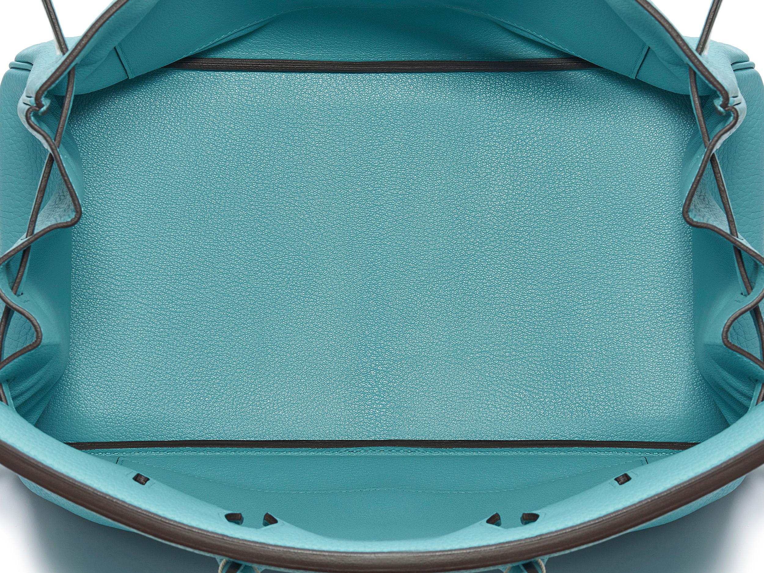 Hermès Birkin 35 Bleu Atoll Taurillon Clemence Palladium Hardware For Sale 3