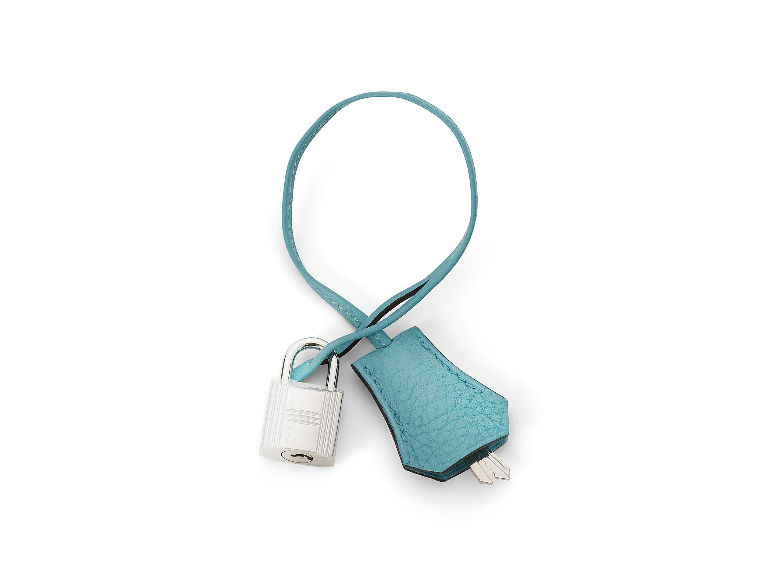 Hermès Birkin 35 Bleu Atoll Taurillon Clemence Palladium Hardware im Angebot 5