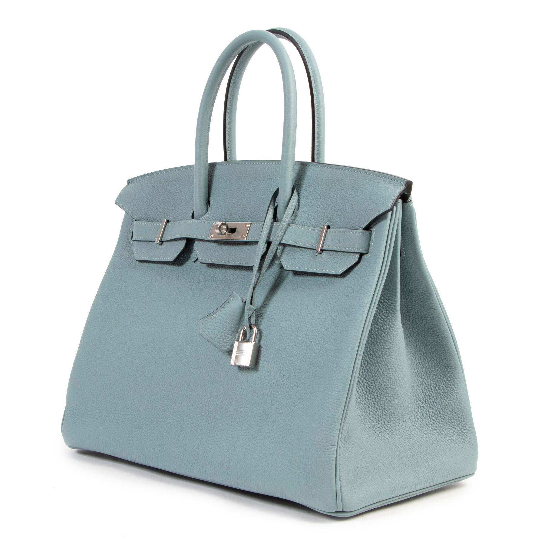 This Brand NEw Hermès Birkin 35 Bleu Ciel Togo PHW is the perfect soft shade of blue. A very hard to get stunning Hermès creation. Ciel is a real VIP color. In 