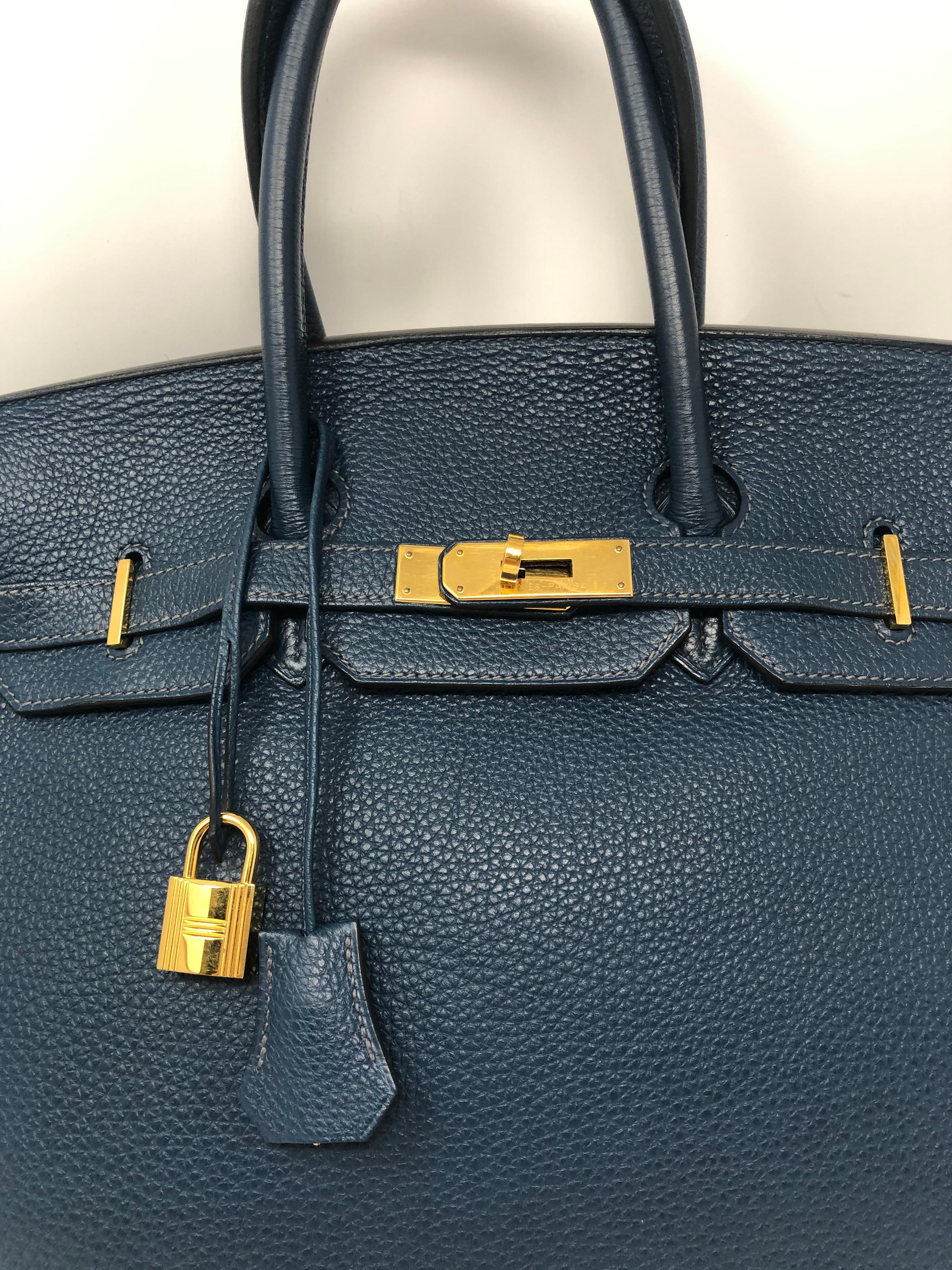 Hermes Birkin 35 Bleu De Malte Togo Bag 5