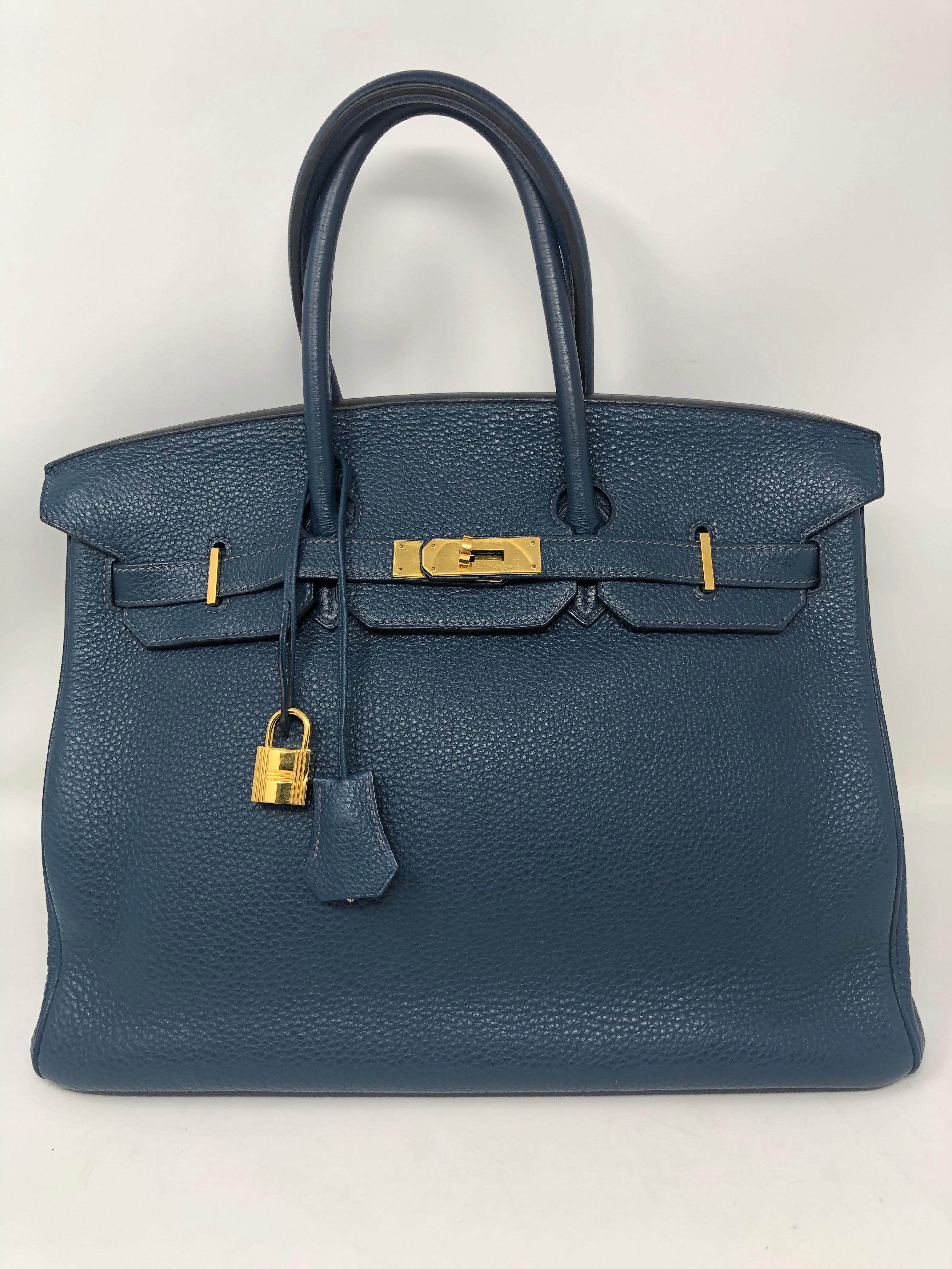 Hermes Birkin 35 Bleu De Malte Togo Bag In Good Condition In Athens, GA