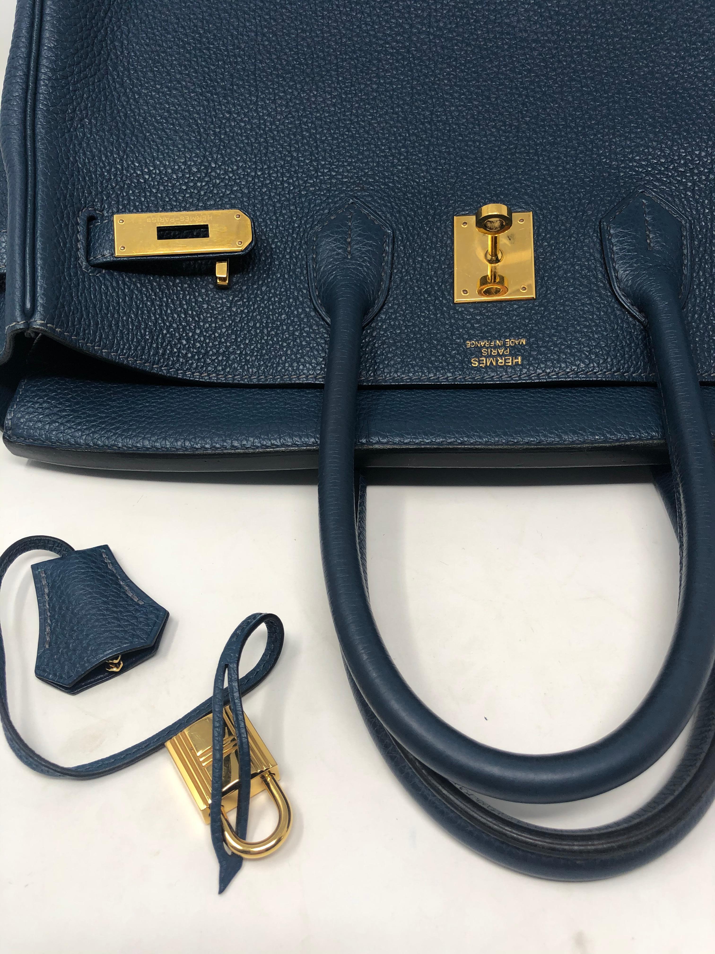 Women's or Men's Hermes Birkin 35 Bleu De Malte Togo Bag