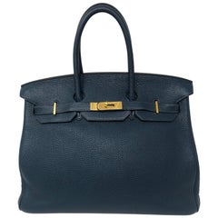 Hermes Birkin 35 Bleu De Malte Togo Tasche