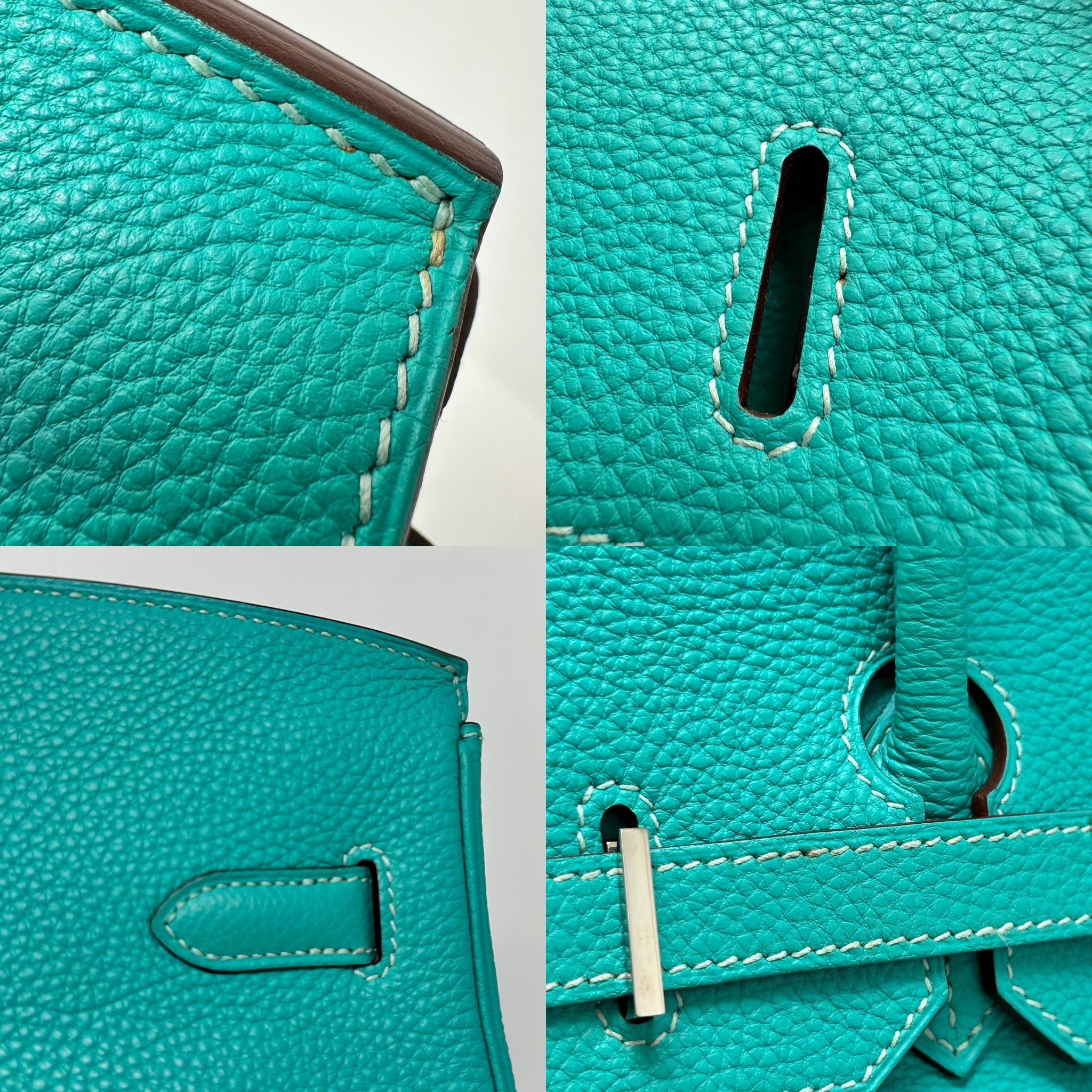 HERMES Birkin 35 Bleu Lagoon Turquoise Togo Leather PHW For Sale 7