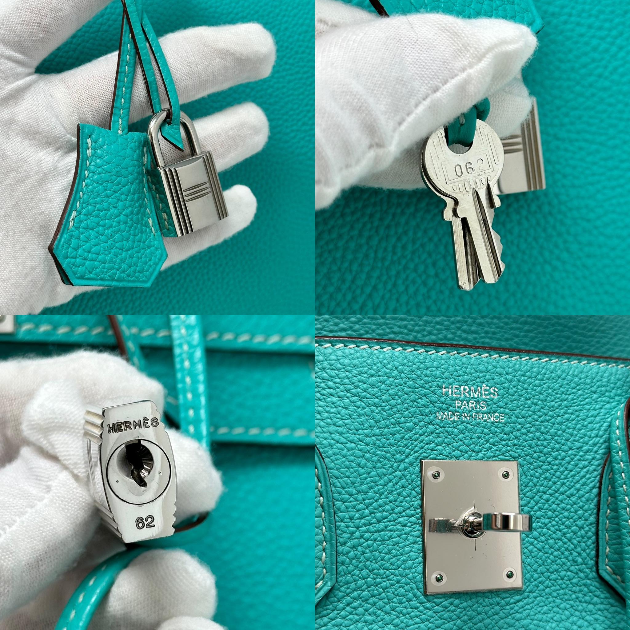 HERMES Birkin 35 Bleu Lagoon Turquoise Togo Leather PHW For Sale 9