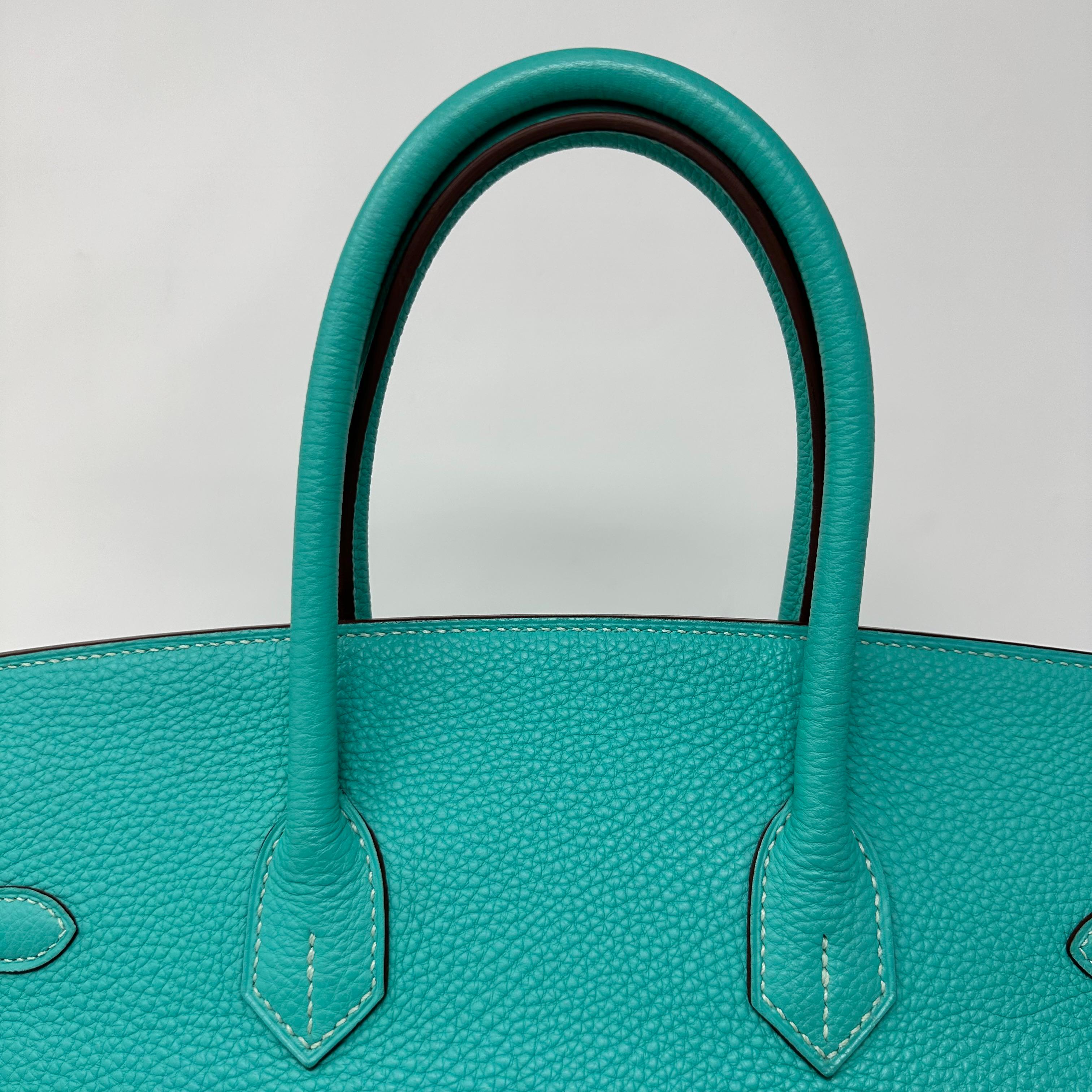 HERMES Birkin 35 Bleu Lagoon Turquoise Togo Leather PHW For Sale 10