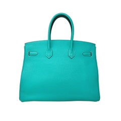 HERMES Birkin 35 Bleu Lagoon Turquoise Togo Leather PHW