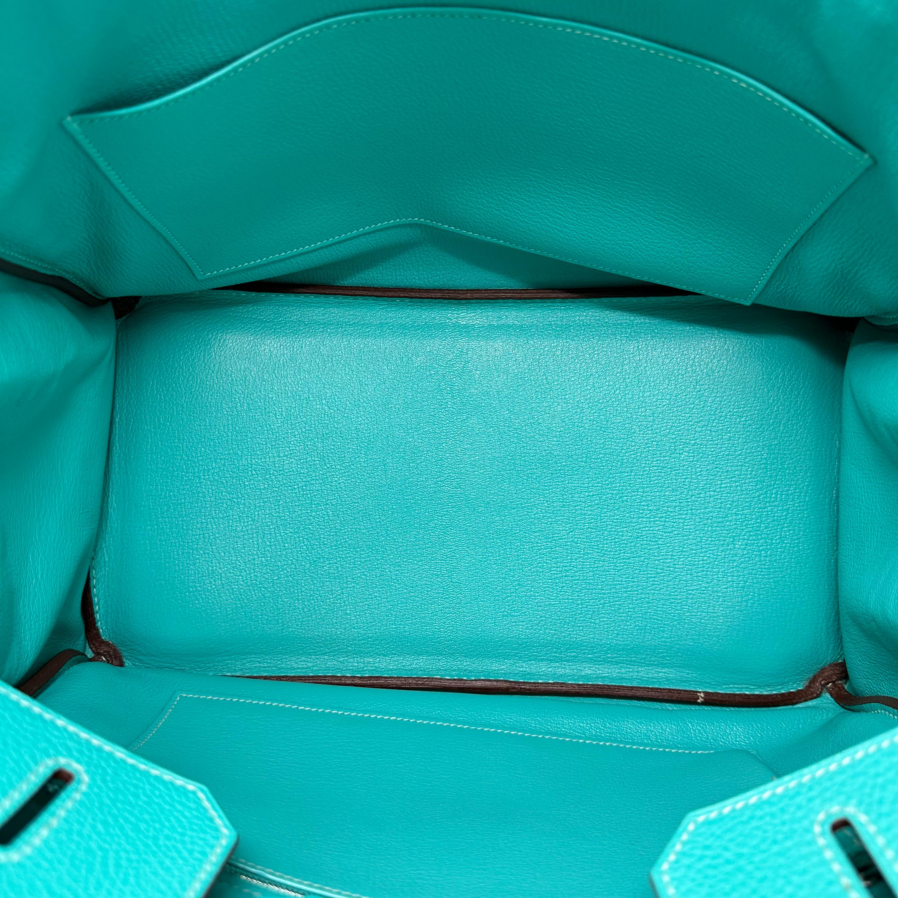 HERMES Birkin 35 Bleu Lagoon Turquoise Togo Leather PHW For Sale 2