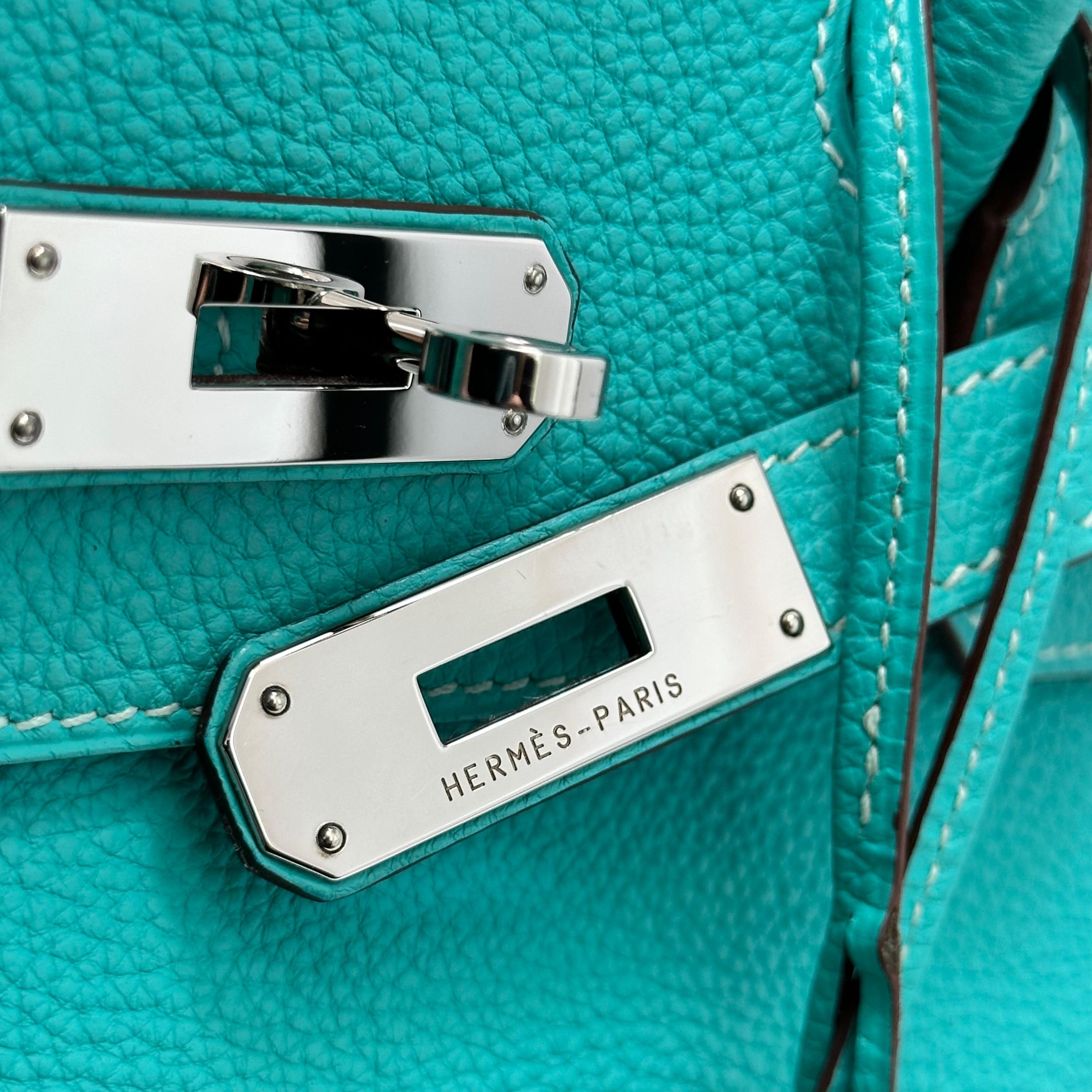 HERMES Birkin 35 Bleu Lagoon Turquoise Togo Leather PHW For Sale 4