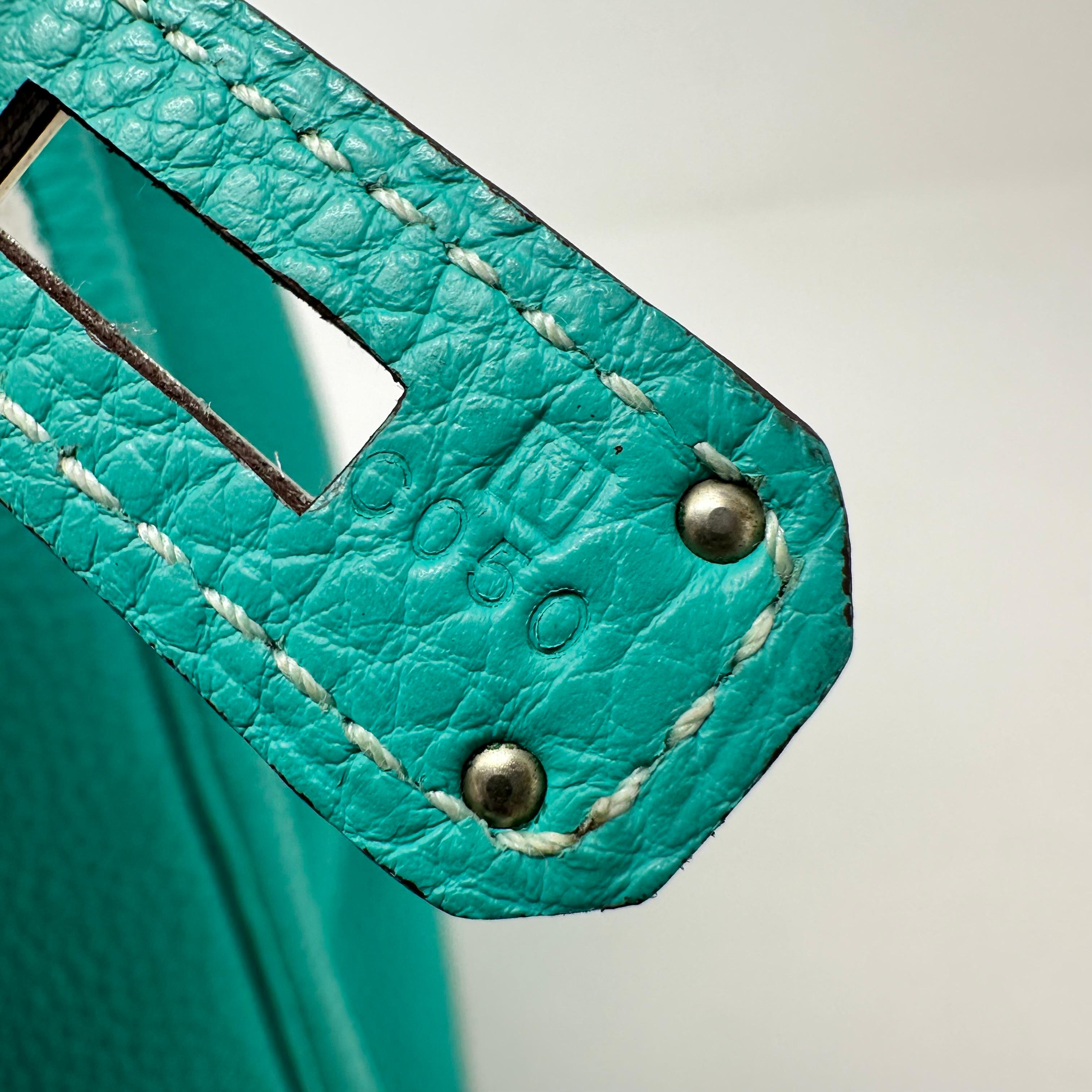 HERMES Birkin 35 Bleu Lagoon Turquoise Togo Leather PHW For Sale 5