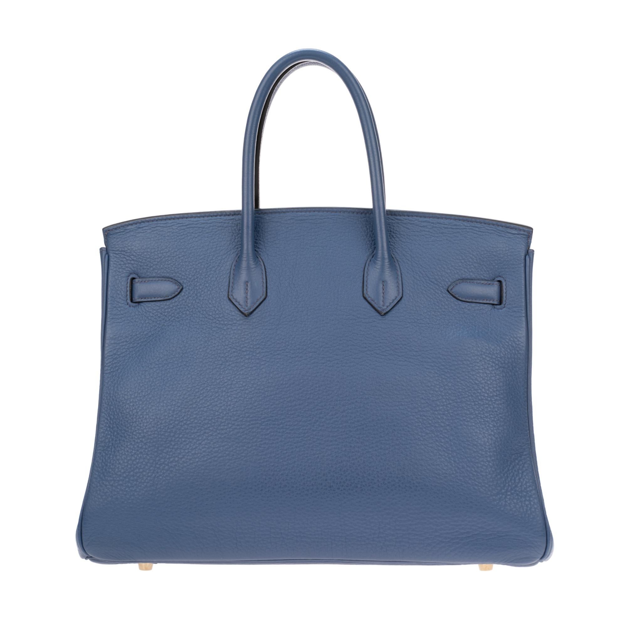 Brand: Hermes
Model: Birkin
Material: Togo Leather
Color: Bleu & Gold Hardware
Stamp: L (2008)
Measurement: 35X25X18 cm
Condition: Very good, despite some traces of use on the hardware and leather.
Packaging: Original dust bag & box

