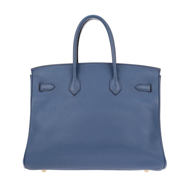Hermes Birkin 35 Bleu Togo Leather Handbag For Sale at 1stDibs