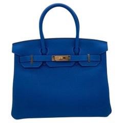 HERMES Birkin 35 Bleu Zanzibar Togo Leather Gold Hardware C Stamp 2018