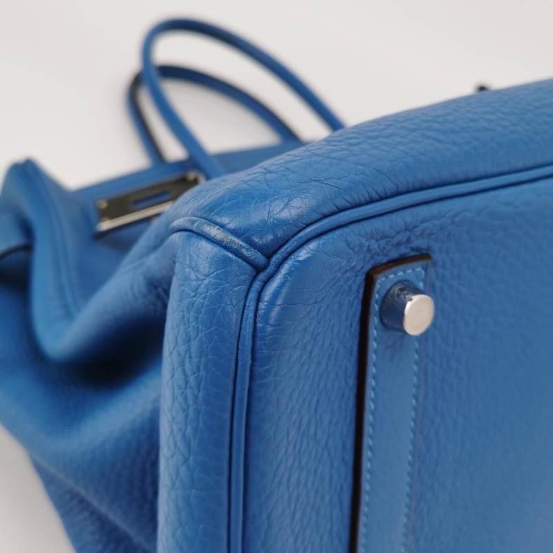 Hermes Birkin 35 Blue Calfskin Leather Silver-tone Palladium Hardware 2010 6