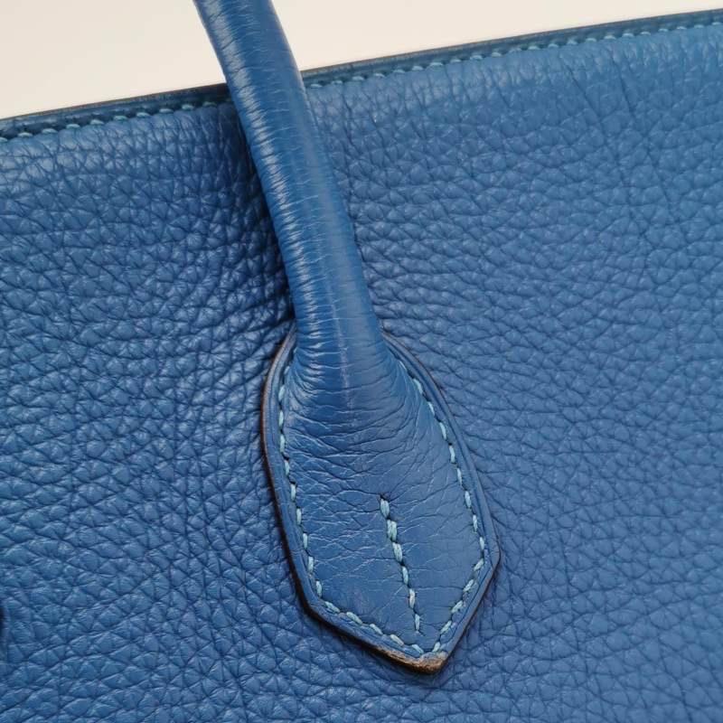 Hermes Birkin 35 Blue Calfskin Leather Silver-tone Palladium Hardware 2010 7