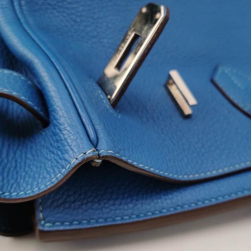 Hermes Birkin 35 Blue Calfskin Leather Silver-tone Palladium Hardware 2010 9