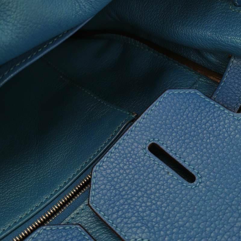 Hermes Birkin 35 Blue Calfskin Leather Silver-tone Palladium Hardware 2010 10