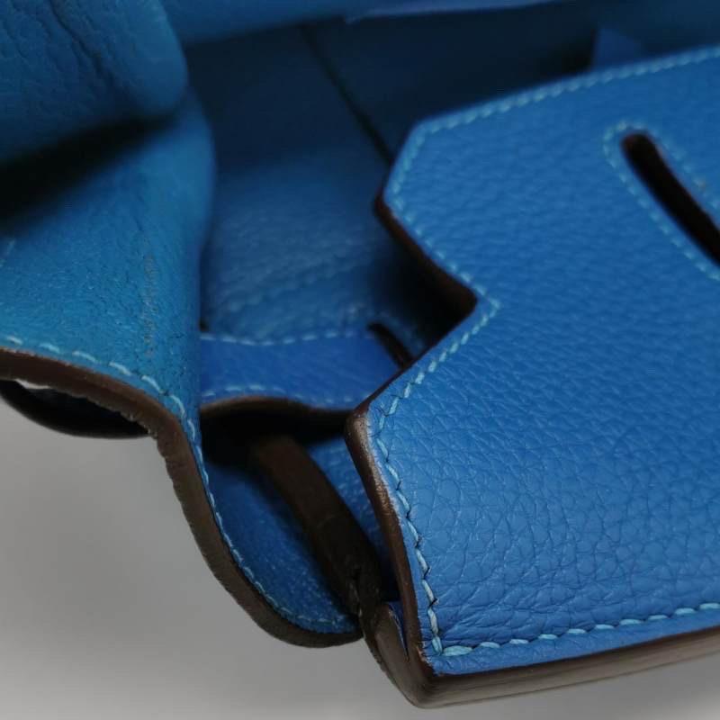 Hermes Birkin 35 Blue Calfskin Leather Silver-tone Palladium Hardware 2010 11