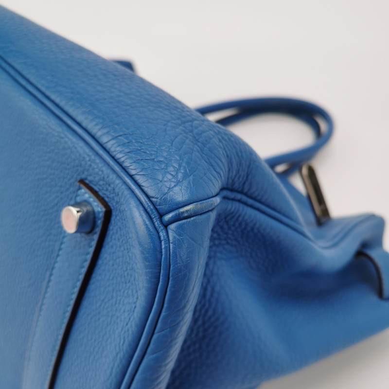 Hermes Birkin 35 Blue Calfskin Leather Silver-tone Palladium Hardware 2010 4