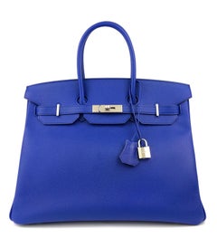 HERMES Birkin 35 Blue Electric Epsom Palladium Hardware