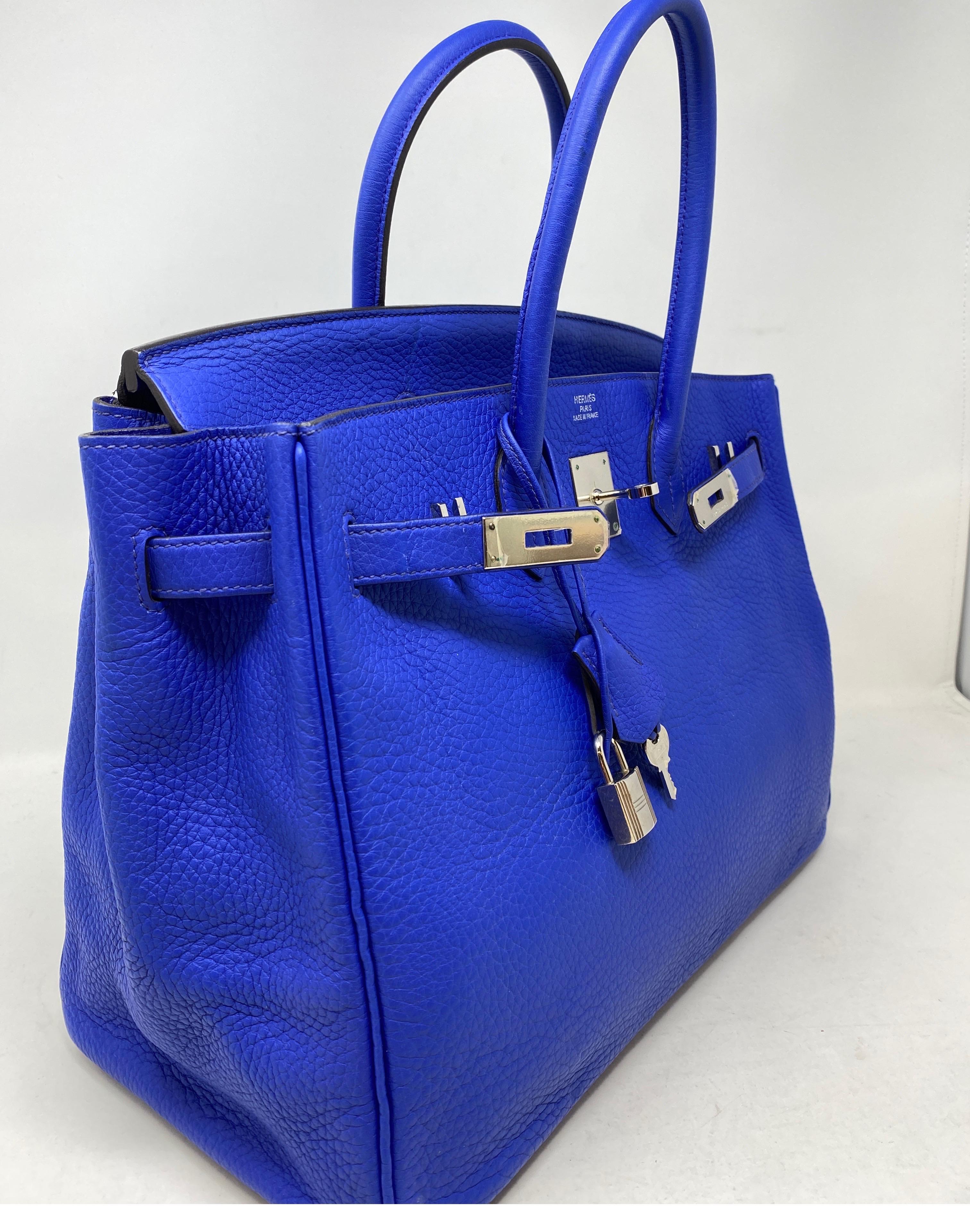 Hermes Birkin 35 Blue Electrique Bag 15