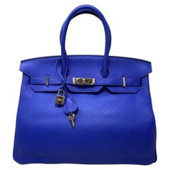 Hermes Birkin 35 Blue Electrique Bag