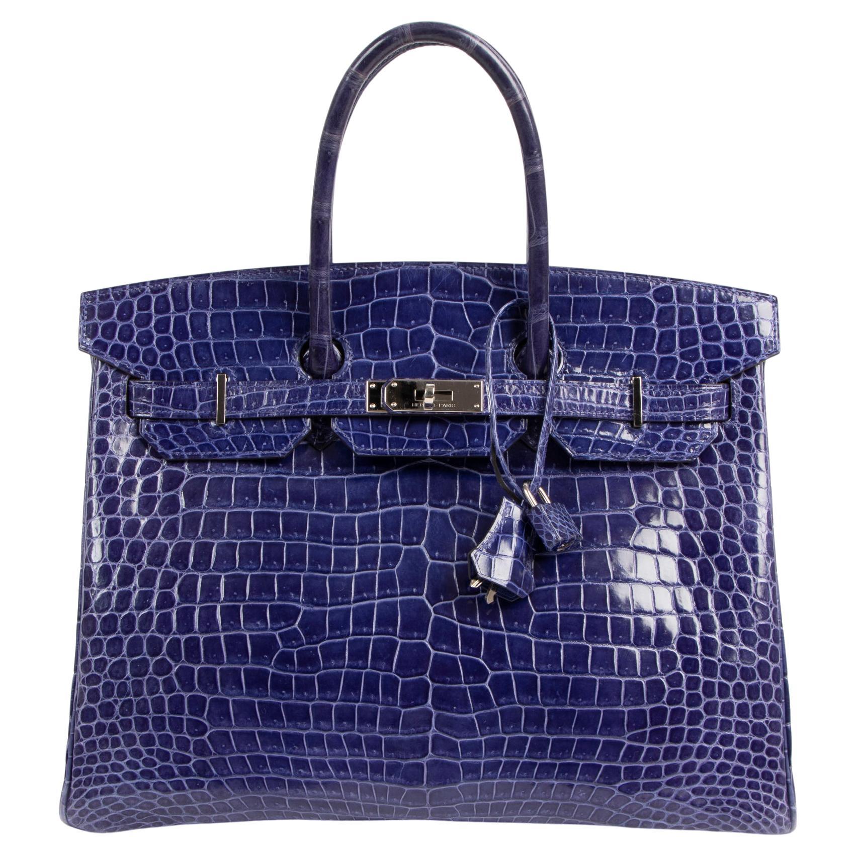 Hermes Birkin 35 Bag Vivid Electric Blue Porosus Crocodile