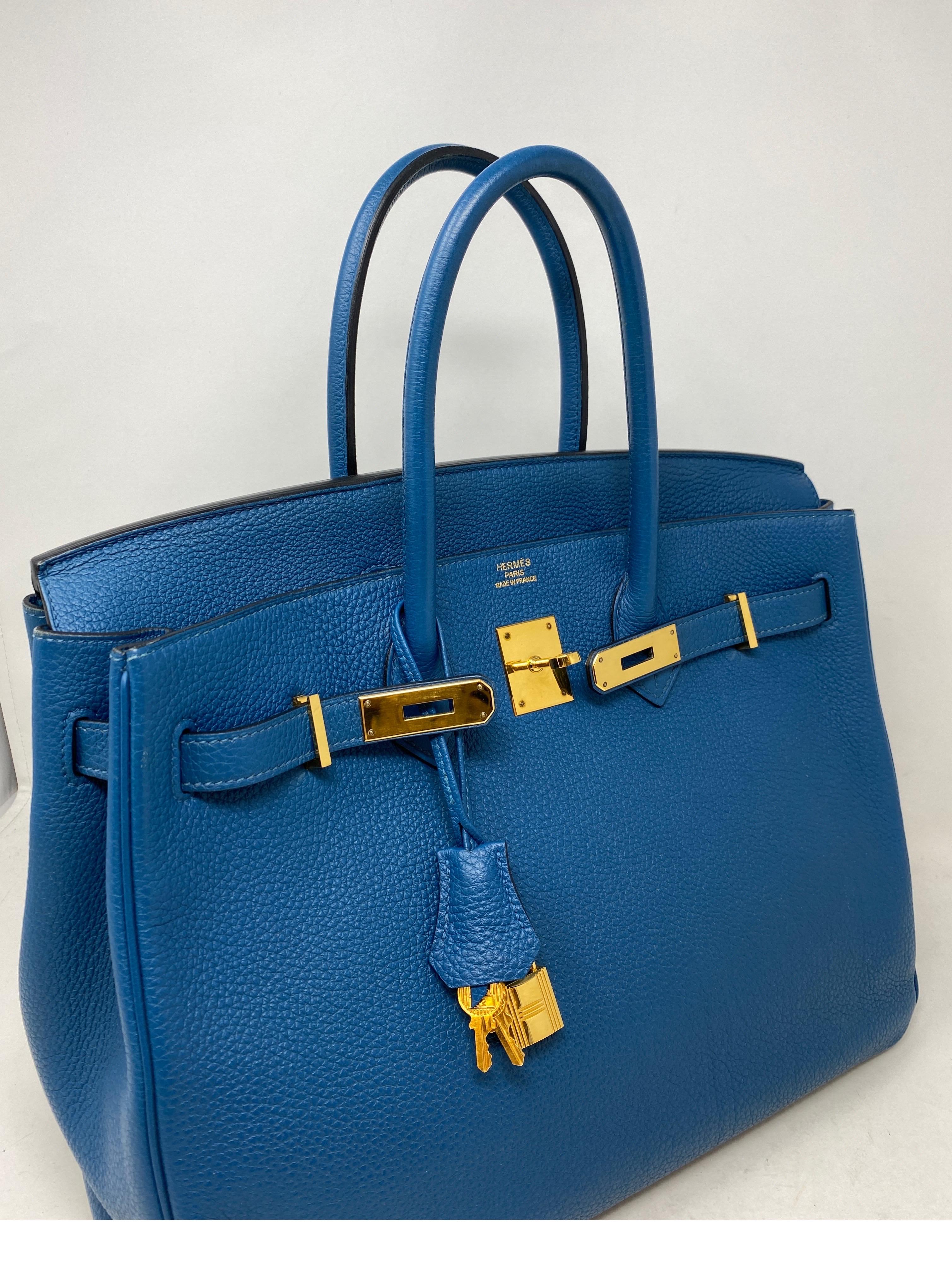 Hermes Birkin 35 Blue Izmir Bag 6