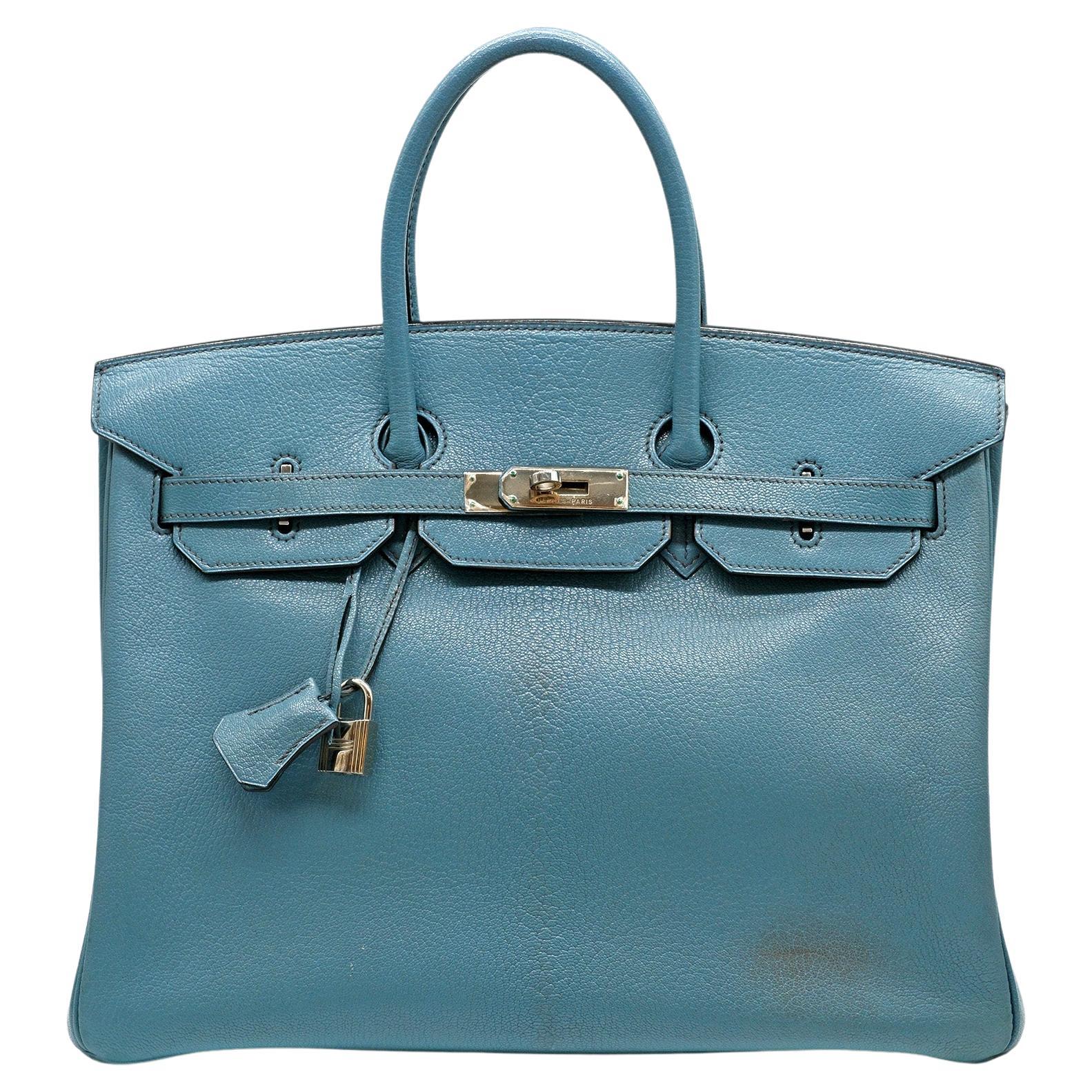 Hermès Birkin 35 Blue Jean Chevre - '00s For Sale