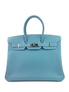 Hermes Birkin 35 Blue Jean Epsom Palladium Hardware