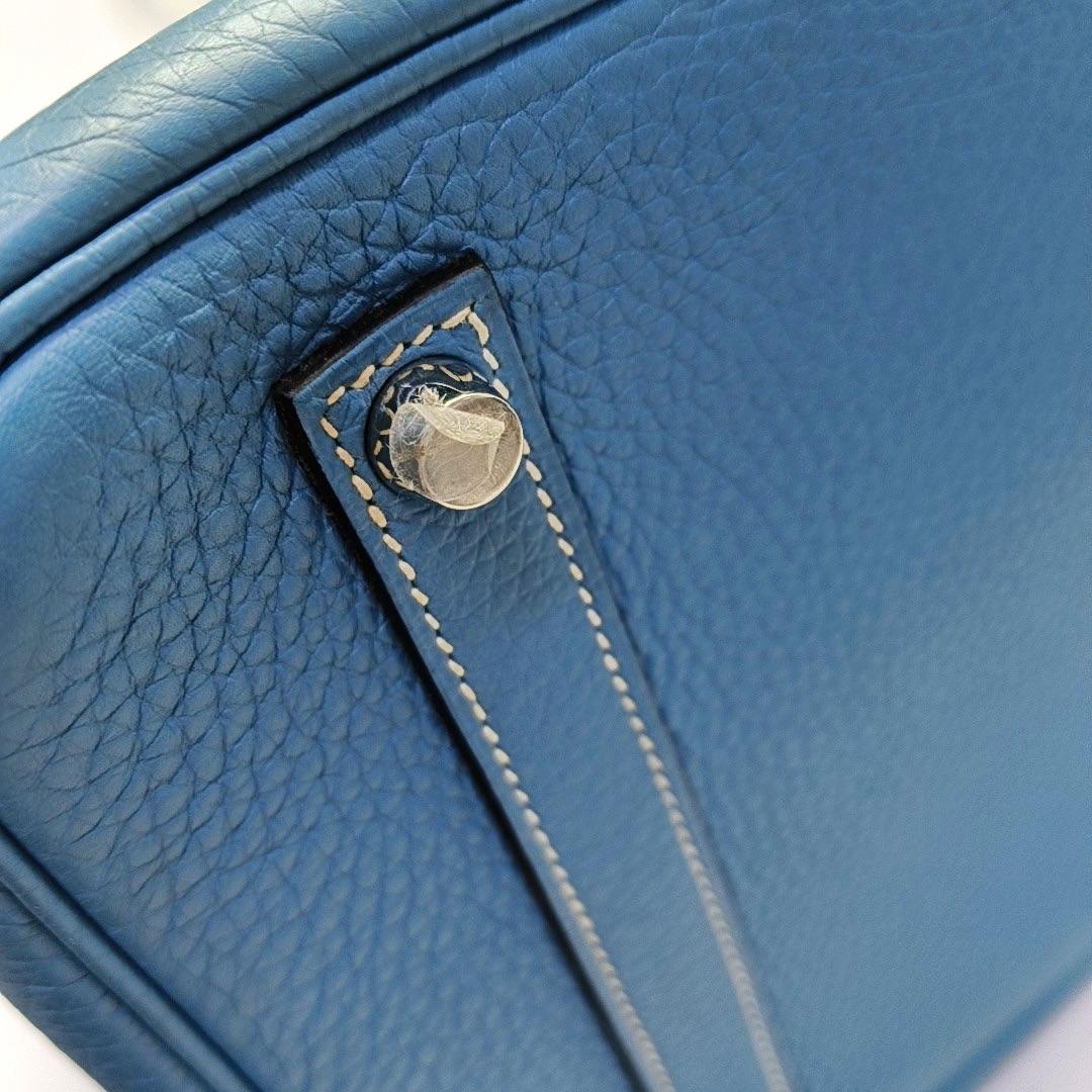 Hermes Birkin 35 Blue Jeans Cuir de veau Palladium 2010 en vente 8