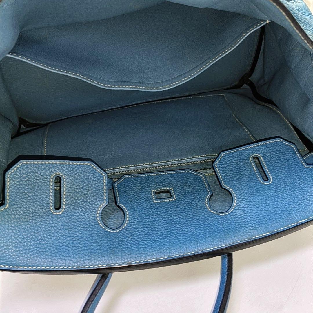 Hermes Birkin 35 Blue Jeans Cuir de veau Palladium 2010 en vente 1