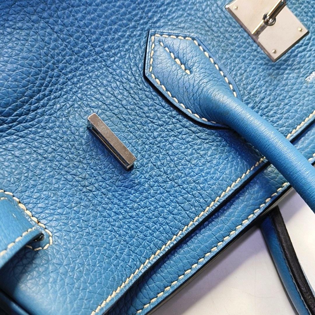 Hermes Birkin 35 Blue Jeans Cuir de veau Palladium 2010 en vente 3
