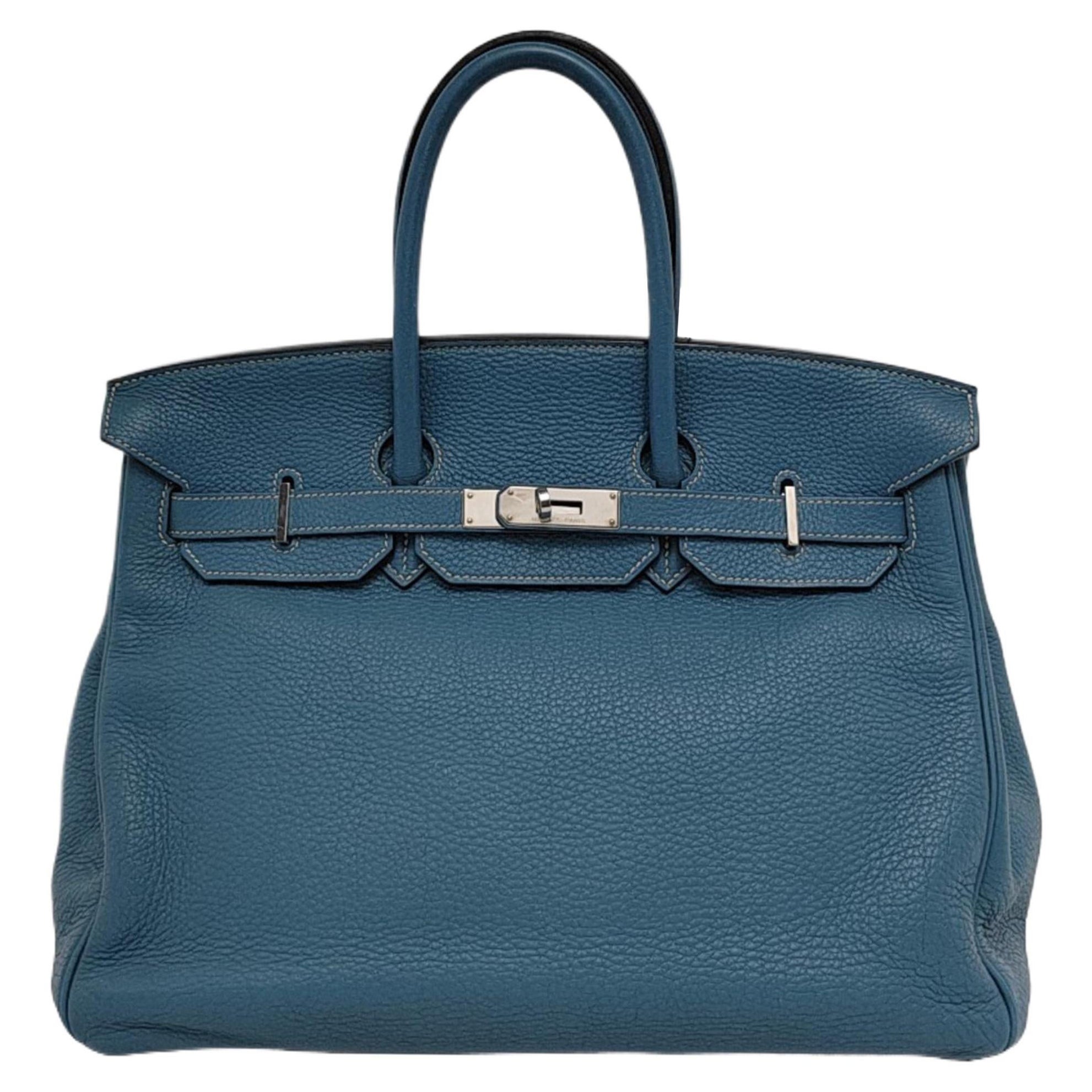 Hermes Birkin 35 Blu Jeans Pelle di vitello Hardware Palladium 2010