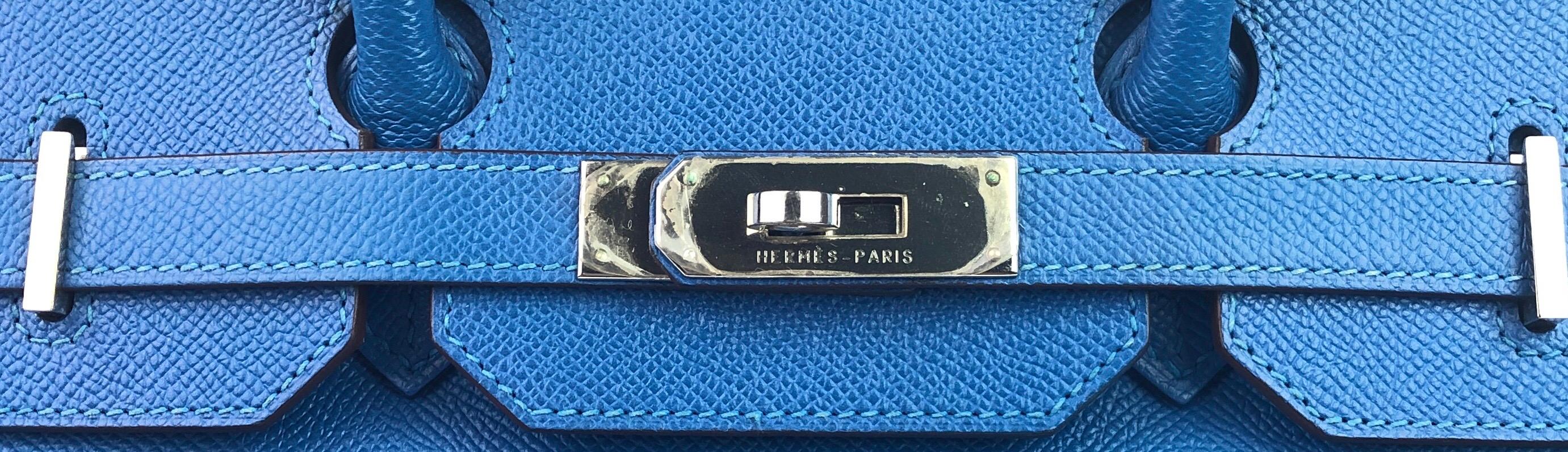 Hermes Birkin 35 Blue Mykonos Epsom Palladium Hardware  1