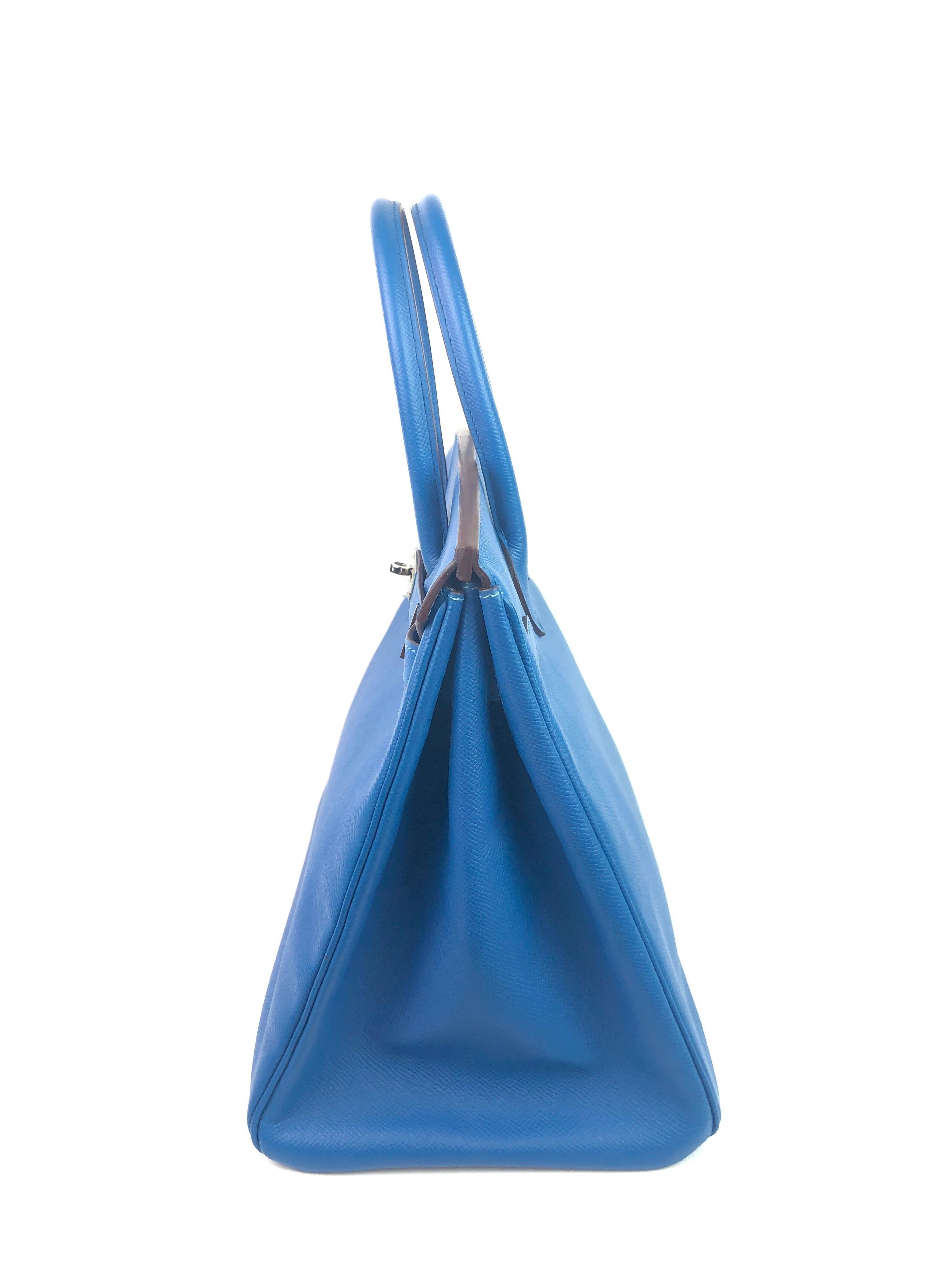 Hermes Birkin 35 Blue Mykonos Epsom Palladium Hardware 3
