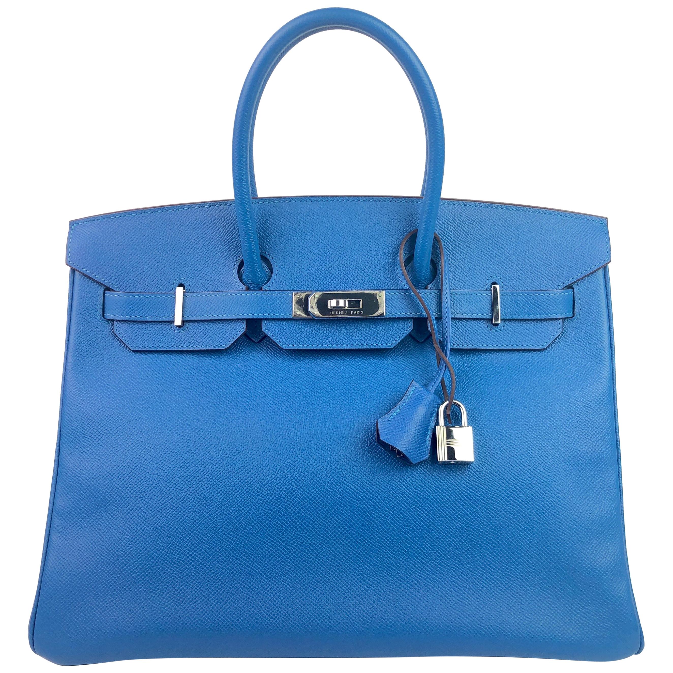 Hermes Birkin 35 Blue Mykonos Epsom Palladium Hardware