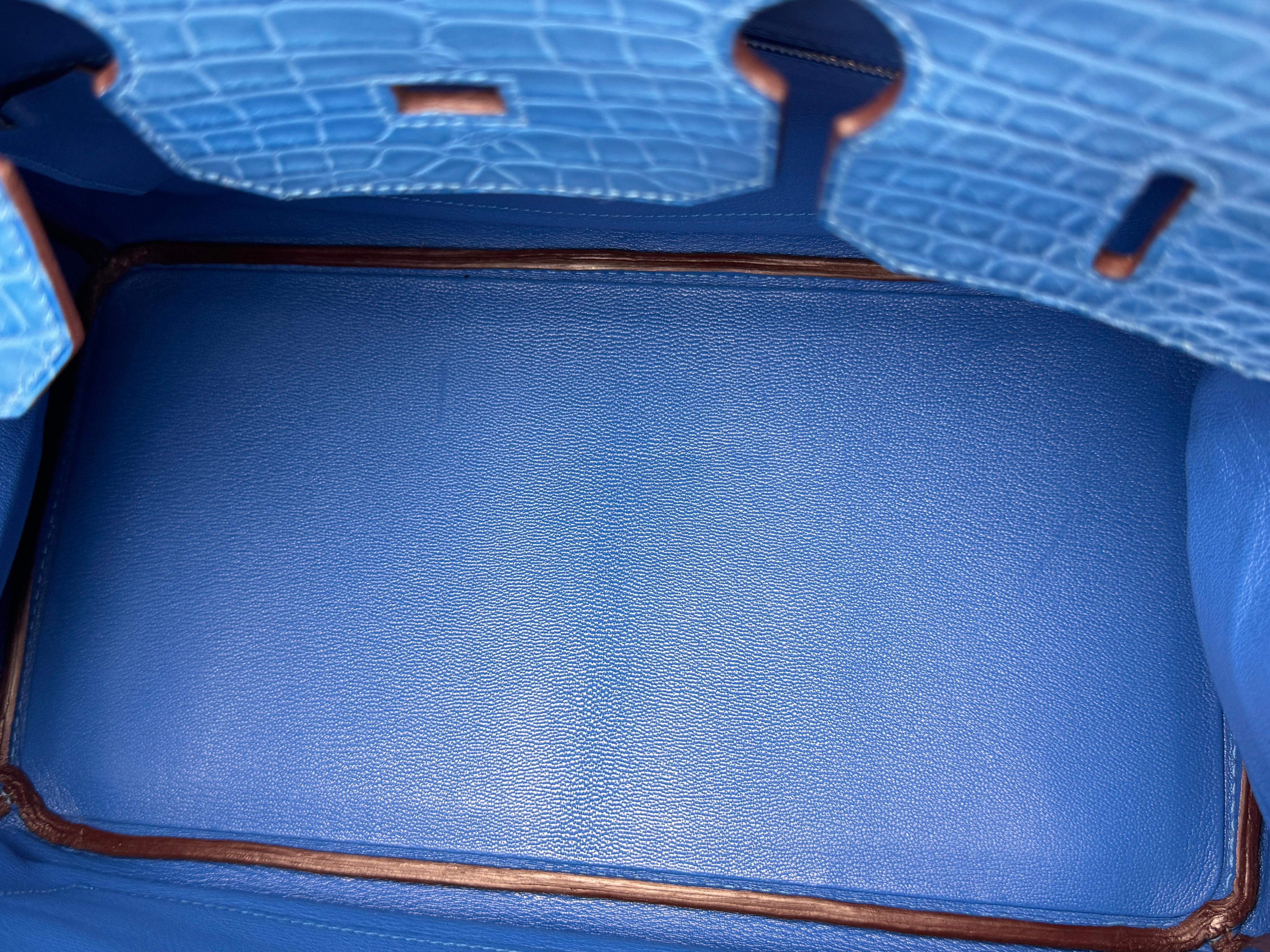 Hermes Birkin 35 Blue Mykonos Matte Alligator Leather Palladium Hardware 5