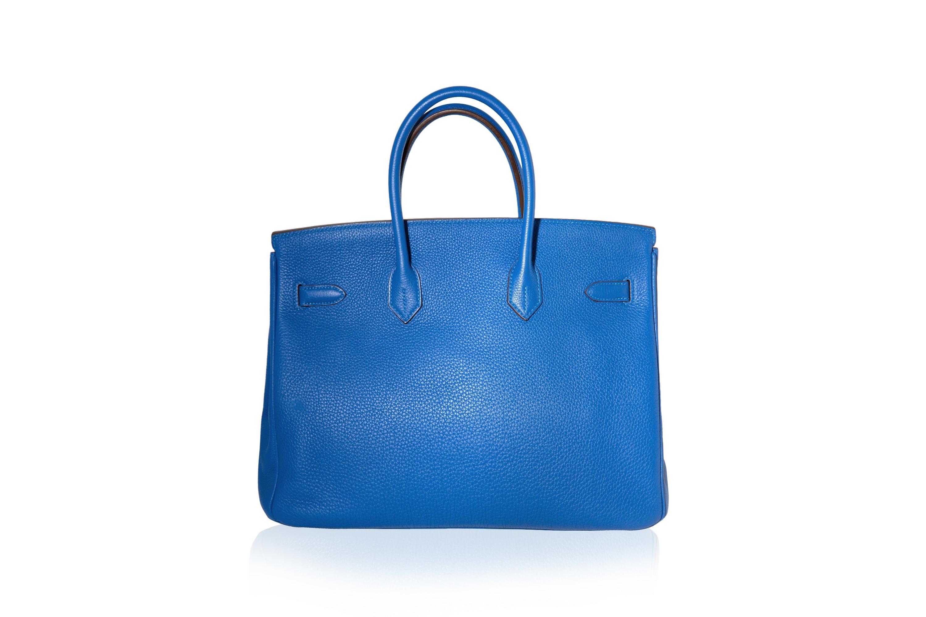 Women's or Men's Hermès Birkin 35 Blue Mykonos PHW For Sale