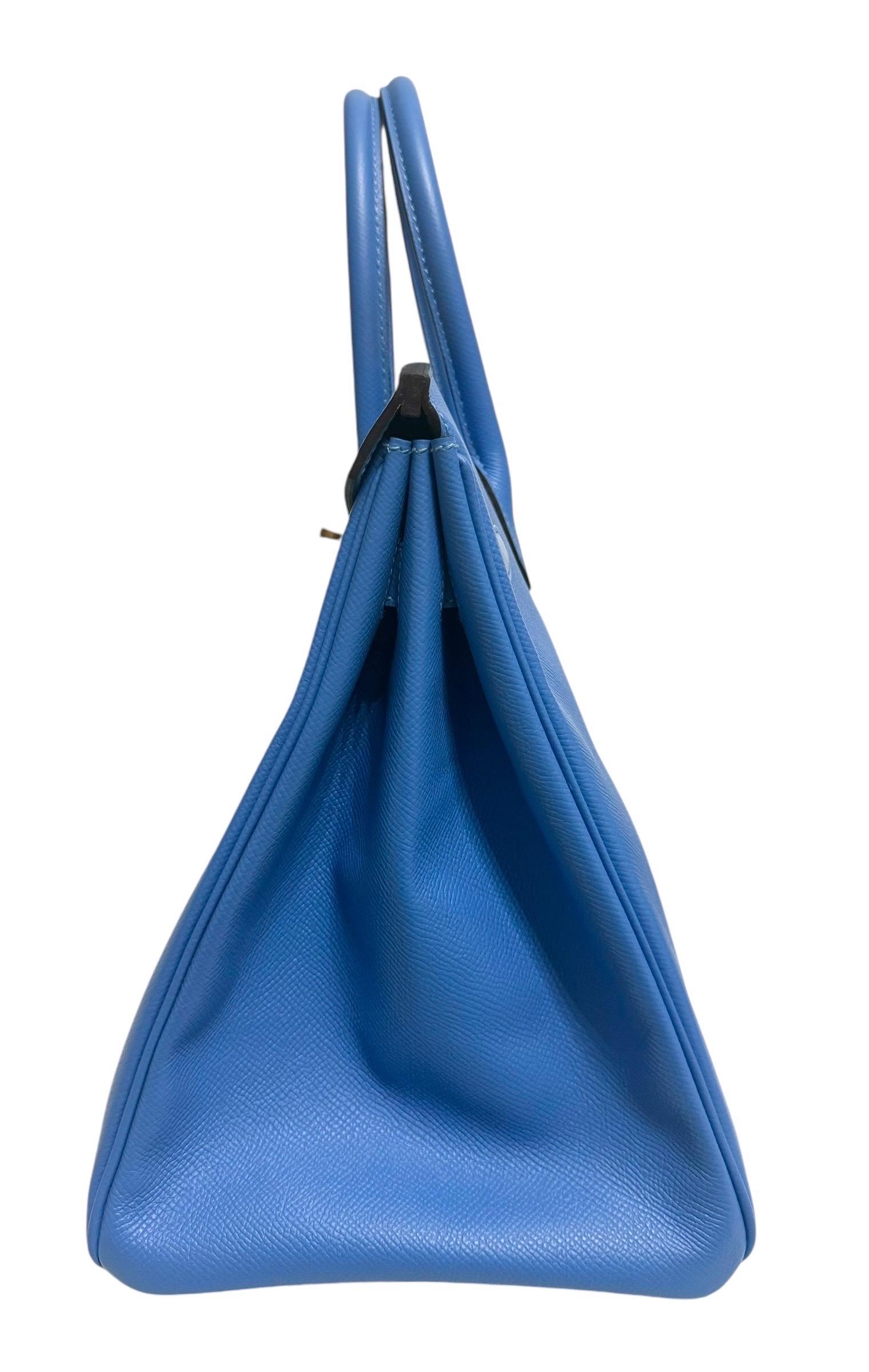 Hermes Birkin 35 Blue Paradise Epsom Leather complimented by Gold Hardware. In Excellent Condition In Miami, FL