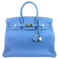 Hermes Birkin 35 Blau Paradies Palladium Hardware