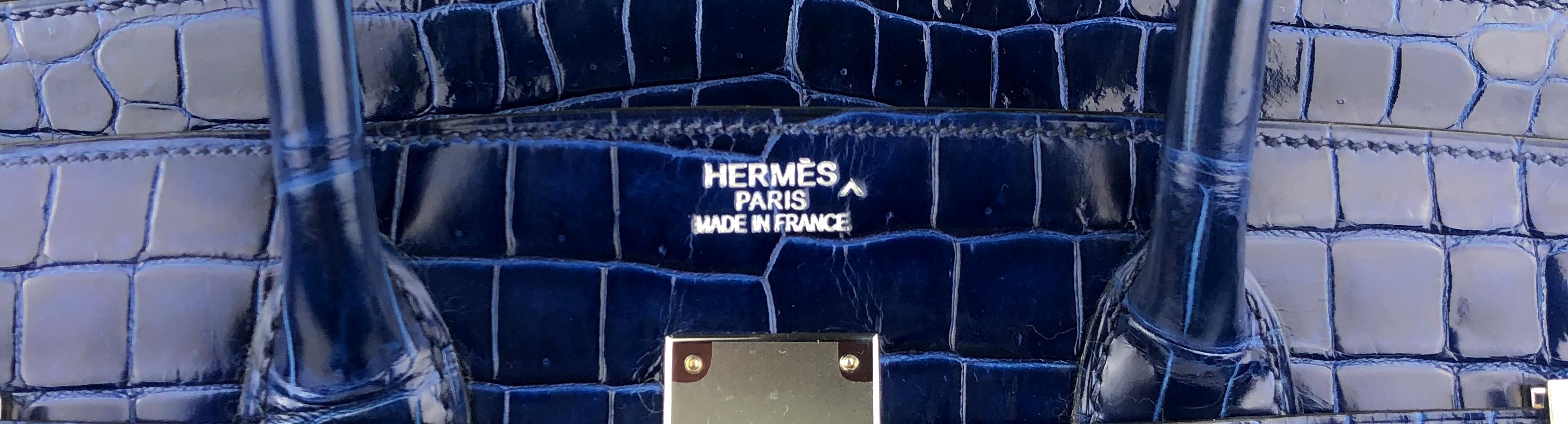 Hermes Birkin 35 Blue Sapphire Shiny Porosus Crocodile Palladium Hardware 1